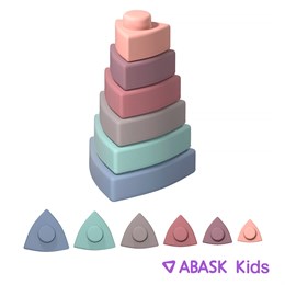 СИЛИКОНОВАЯ ТРЕУГОЛЬНАЯ ПИРАМИДКА ABASK Kids, цвет пастель 78670