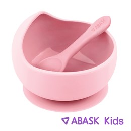 СИЛИКОНОВАЯ ТАРЕЛКА С ЛОЖКОЙ ABASK Kids, цвет баббл гам 78702